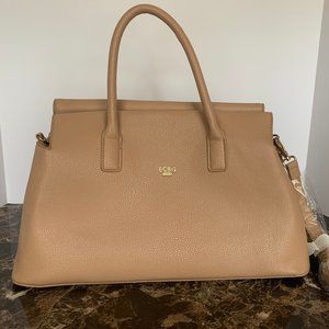 NWT Leather BCBG Satchel in Stone